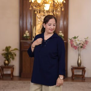 kurti with eyelet pattern (blue)