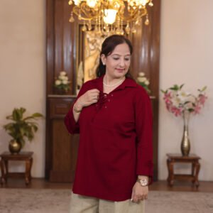 kurti with eyelet pattern (mehroon)