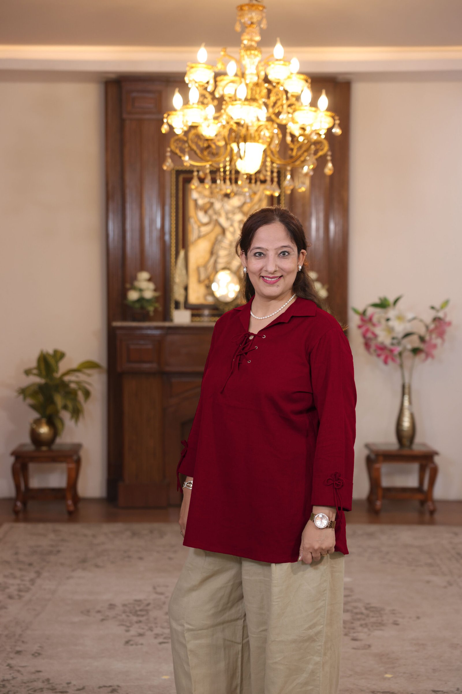 kurti with eyelet pattern (mehroon)