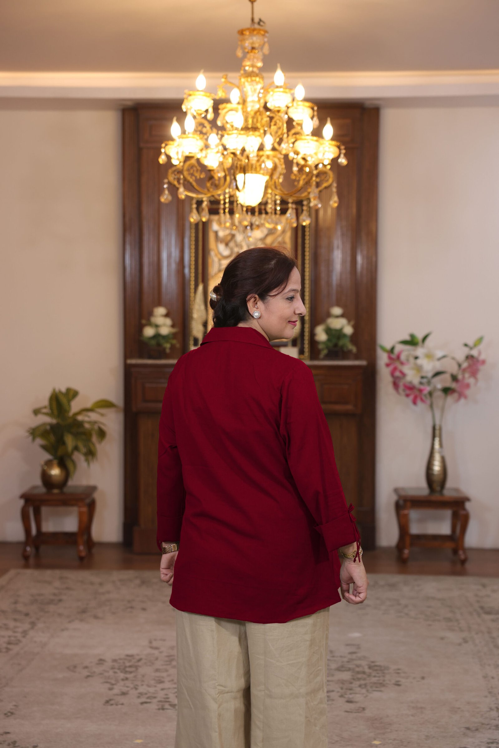 kurti with eyelet pattern (mehroon)