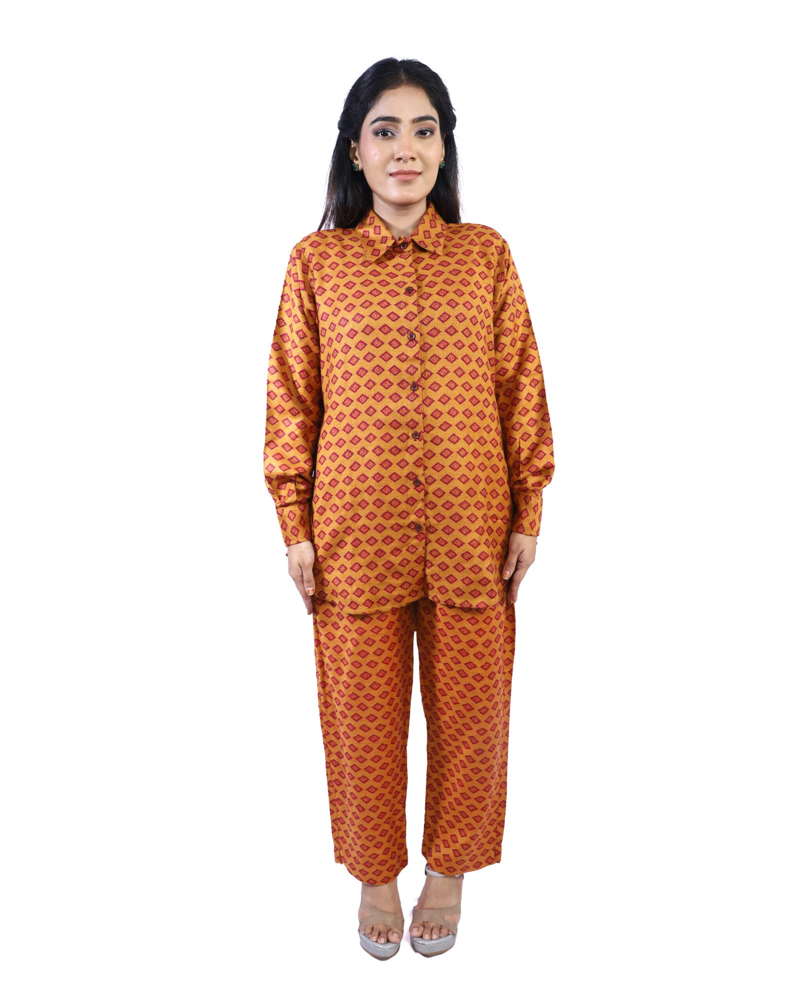 auto draft Mustard co-ord set for women with stylish coordinated top and bottom – trendy casual ethnic wear