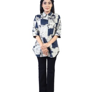 printed shirt style kurti for women with collar neck